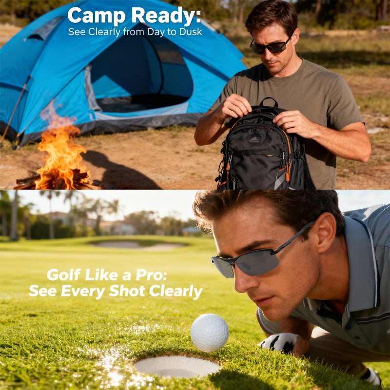 YIMI Men's photochromic lenses Polarized Driving Sunglasses transition safety Eyewear Day and Night Vision Glasses For Women (photochromic/Black Frame Black lens) - Image 4